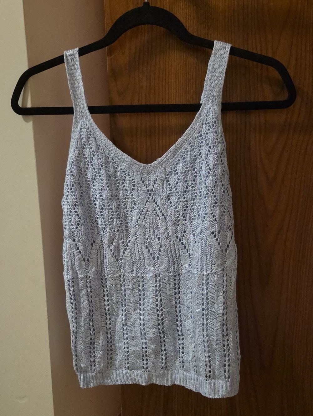 Laura Conrad Light Blue Knit Lace Tank Top